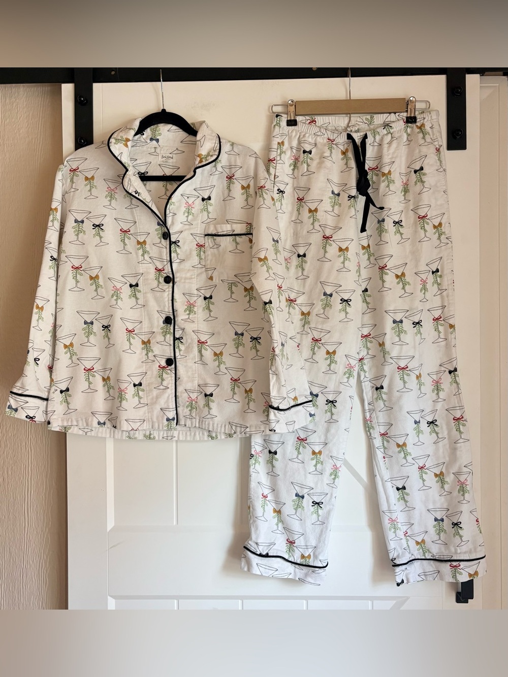 BedHead Martini Print Pajama Set M Bow Cocktail Lounge